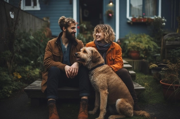 happy family with pets